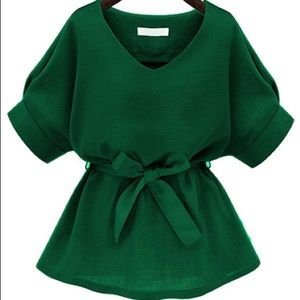 V Neck Self tie waist top